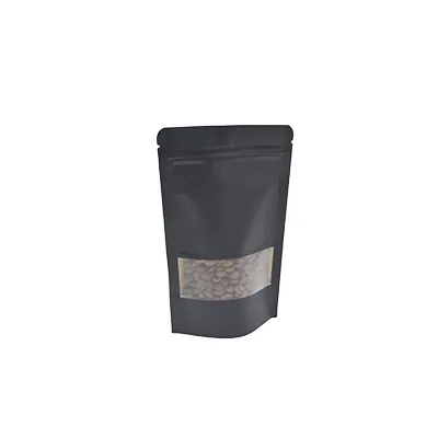 Sachet doypack avec fenêtre 250 ml 12 x 4 x 20 cm fermeture zip - Sachet stand up - Noir - Lot de 50 - Sachets doypacks-2