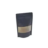 Sachet doypack avec fenêtre 500 ml 15 x 4 x 22 cm fermeture zip - Sachet stand up - Noir - Lot de 50 - Sachets doypacks