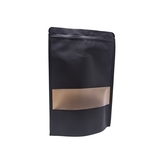 Sachet doypack avec fenêtre 500 ml 15 x 4 x 22 cm fermeture zip - Sachet stand up - Noir - Lot de 50