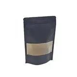 Sachet doypack avec fenêtre 750 ml 18 x 4 x 26 cm fermeture zip - Sachet stand up - Noir - Lot de 50