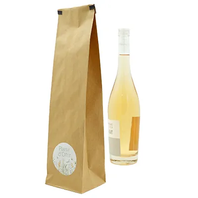 Sacs kraft vergé 1 bouteille - Sacs pour bouteilles de vin-2