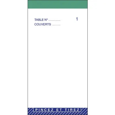 Bloc maître d'hôtel autocopiant 50 feuilles tripli 75 x 150 mm - Lot de 10 - Carnets à souche, Blocs vendeurs