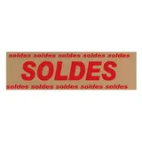 Banderole SOLDES 15 cm x 10 m brun/rouge - Affichage Soldes - Banderoles soldes et déstockage