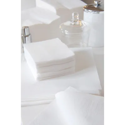 Serviette ouate 2 plis 39 x 39 cm - Serviette jetable - Serviette de table papier - Blanc - Paquet de 100 - Serviettes jetables, Serviettes cocktails-2