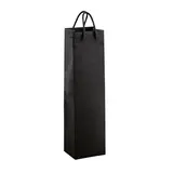 Sac bouteille papier cartonné noir avec poignées cordelières 9,5 x 9,5 x 38 cm - Sac cadeau bouteille - 1 bouteille - Paquet de 10 - Sacs bouteilles
