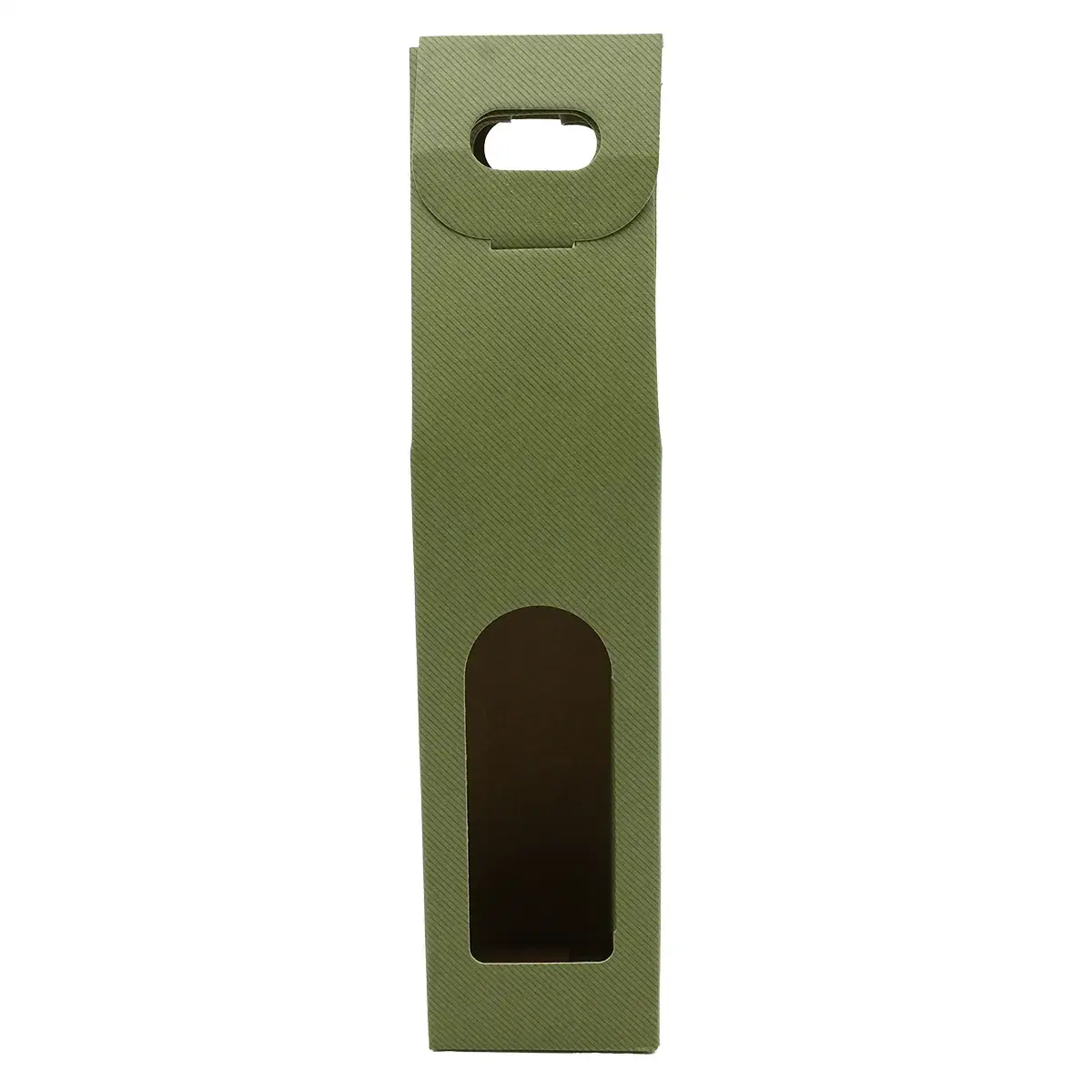 Boîte carton 1 bouteille à fenêtre 9 x 9 x 38,5 cm Vert - Étui 1 bouteille - Coffret 1 bouteille - Paquet de 10 - Coffrets pour bouteilles de vin, Boîtes pour bouteilles de vin