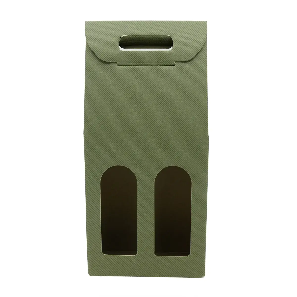 Boîte carton 2 bouteilles à fenêtre 18 x 9 x 38,5 cm Vert - Étui 2 bouteilles - Coffret 2 bouteilles - Paquet de 10 - Coffrets pour bouteilles de vin, Boîtes pour bouteilles de vin