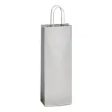 Sac bouteille kraft argent poignées torsadées 15 x 8,5 x 39,5 cm 100 g/m² – Sac cadeau bouteille – 1 bouteille - Paquet de 50 - Sacs bouteilles