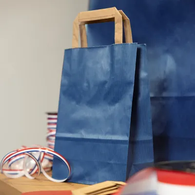 Sacs cabas kraft  - Sacs kraft couleur poignées plates-2