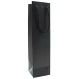 Sac bouteille noir mat pelliculé poignées cordelette - 1 bouteille - Paquet de 20 - Sacs pour bouteilles de vin