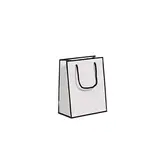 Sac papier luxe pelliculé blanc liseré noir 18 + 10 x H 22 cm - Sac cadeau - Paquet de 20 - Sacs pelliculés poignées cordelette