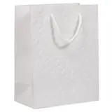 Sacs embossés blanc - moyen modèle - Sacs pelliculés poignées cordelette