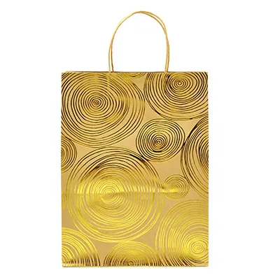 Sac kraft à spirales or 2 faces 25 + 13 x 33 cm - Paquet de 20 - Sacs kraft à motifs
