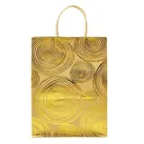 Sac kraft à spirales or 2 faces 25 + 13 x 33 cm - Paquet de 20 - Sacs kraft à motifs