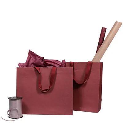 Sacs cadeaux kraft - lie de vin - 25 + 13 x H 33 cm - Sacs kraft luxe-2