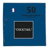 Serviette cocktail ouate micro-gaufrée 2 plis 20 x 20 cm - Mini serviette - Bleu marine - Paquet de 50 - Serviettes jetables, Serviettes cocktails