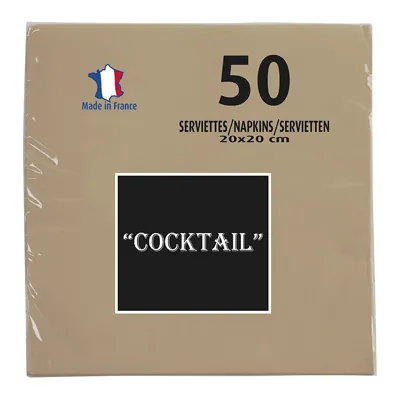 Serviette cocktail ouate micro-gaufrée 2 plis 20 x 20 cm - Mini serviette - Ficelle - Paquet de 50 - Serviettes jetables, Serviettes cocktails