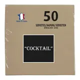Serviette cocktail ouate micro-gaufrée 2 plis 20 x 20 cm - Mini serviette - Ficelle - Paquet de 50