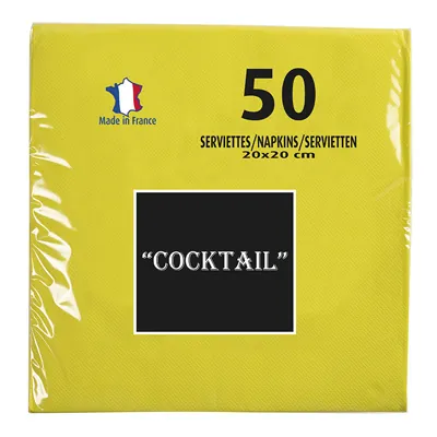 Serviette cocktail ouate micro-gaufrée 2 plis 20 x 20 cm - Mini serviette - Vert kiwi - Paquet de 50 - Serviettes jetables, Serviettes cocktails