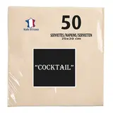 Serviette cocktail ouate micro-gaufrée 2 plis 20 x 20 cm - Mini serviette - Ivoire - Paquet de 50