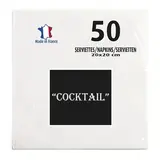 Serviette cocktail ouate micro-gaufrée 2 plis 20 x 20 cm - Mini serviette - Blanc - Paquet de 50 - Serviettes jetables, Serviettes cocktails
