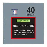 Serviette ouate micro-gaufrée 2 plis 38 x 38 cm - Serviette jetable - Serviette de table papier - Gris - Paquet de 40 - Serviettes jetables, Serviettes cocktails