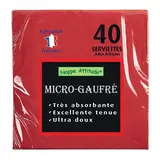 Serviette ouate micro-gaufrée 2 plis 38 x 38 cm - Serviette jetable - Serviette de table papier - Rouge - Paquet de 40 - Serviettes jetables, Serviettes cocktails
