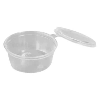 Pot à sauce avec couvercle charnière micro-ondable 60 ml - Coupelle jetable - Lot de 50 - Pots à sauce, Verrines jetables