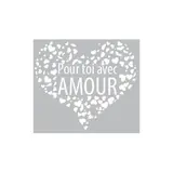 Sticker Saint Valentin Pour toi avec AMOUR 50 x 50 cm blanc - Sticker vitrine - Affiches Saisonnières