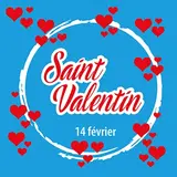 Sticker Saint Valentin 14 février 50 x 50 cm blanc / rouge - Sticker vitrine - Affiches Saisonnières