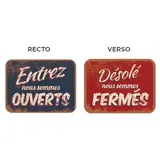 Panneau Ouvert / Fermé vintage rouge / bleu 20 x 15 cm - Pancarte Ouvert / Fermé - Panneaux horaires
