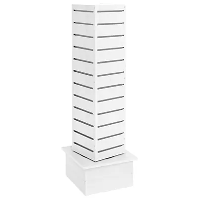 Tour rainurée 4 faces sur socle rotatif 30 × 30 × 145 cm - Colonne rotative 4 faces - Blanc - Meubles rainurés