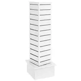 Tour rainurée 4 faces sur socle rotatif 30 × 30 × 145 cm - Colonne rotative 4 faces - Blanc - Meubles rainurés
