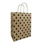 Sac kraft à pois brun / noir 25 + 12 x 31 cm - Sac papier - Paquet de 50 - Sacs kraft à motifs