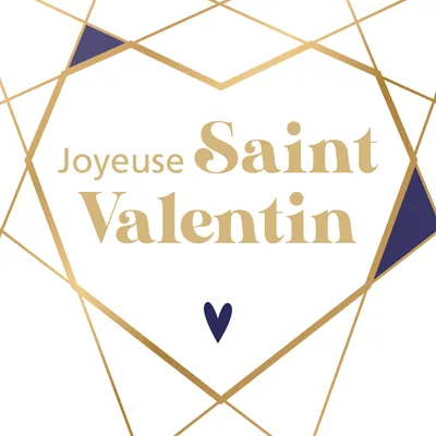 Affiche Saint Valentin 40 x 40 cm blanc / or / marine - Affiche vitrine - Affiches Saisonnières