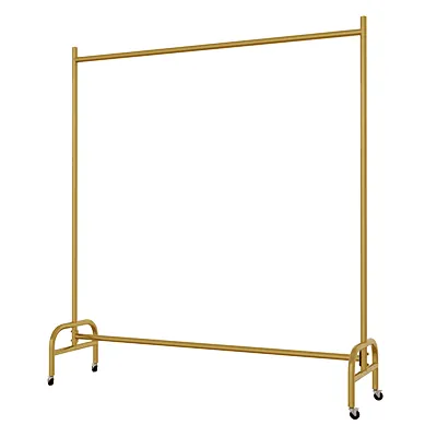 Portant à vêtements professionnel droit en métal doré, 150x165 cm, roulettes freinées - Portants à vêtements droits
