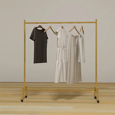 Portant à vêtements professionnel droit en métal doré, 150x165 cm, roulettes freinées - Portants à vêtements droits-2
