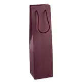 Sac bouteille papier cartonné bordeaux avec poignées cordelières 9,5 x 9,5 x 38 cm - Sac cadeau bouteille - 1 bouteille - Paquet de 10 - Sacs bouteilles