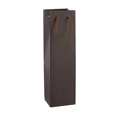 Sac bouteille papier cartonné marron avec poignées cordelières 9,5 x 9,5 x 38 cm - Sac cadeau bouteille - 1 bouteille - Paquet de 10 - Sacs bouteilles