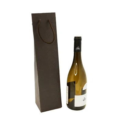 Sac bouteille papier cartonné marron avec poignées cordelières 9,5 x 9,5 x 38 cm - Sac cadeau bouteille - 1 bouteille - Paquet de 10 - Sacs bouteilles-5