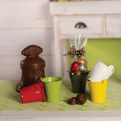 Mini-Seau en zinc ø 6 x 5,7 cm - Petit seau à garnir déco - Gris - Paquet de 10 - Accessoires et Objets déco-2