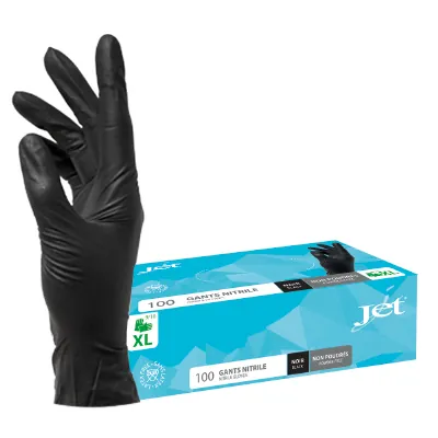 Gants jetables nitrile noirs non poudrés Taille 10 / XL - Boîte de 100 - Gants jetables
