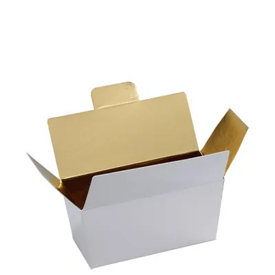 Ballotin chocolat carton blanc intérieur or 125g 9,8 x 4 x 5,4 cm - Ballotin chocolat vide - Lot de 25 - Ballotins chocolats vides