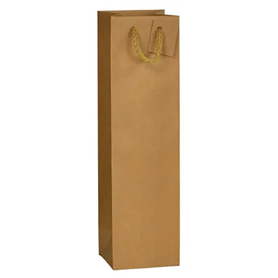 Sac bouteille luxe kraft brun 13 x 11,4 x 44 cm 175 g/m² – Sac cadeau bouteille – 1 magnum - Paquet de 10 - Sacs bouteilles