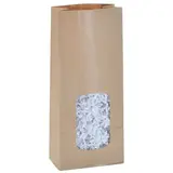 Sac SOS kraft brun avec fenêtre 850 ml 13,5 x 7,5 x 31,5 cm - Sachet SOS - Lot de 100 - Sacs SOS avec fenêtre