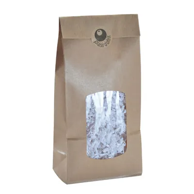 Sac SOS kraft brun avec fenêtre 850 ml 13,5 x 7,5 x 31,5 cm - Sachet SOS - Lot de 100 - Sacs SOS avec fenêtre-2