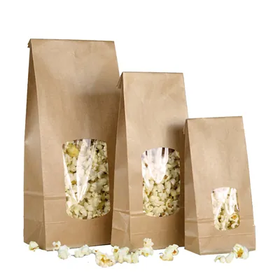Sac SOS kraft brun avec fenêtre 850 ml 13,5 x 7,5 x 31,5 cm - Sachet SOS - Lot de 100 - Sacs SOS avec fenêtre-4