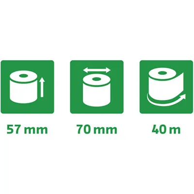Rouleau de recharge pour calculatrice et caisse enregistreuse 57 x ø 70 mm x L 40 m - Lot de 10 - Calculatrices-2