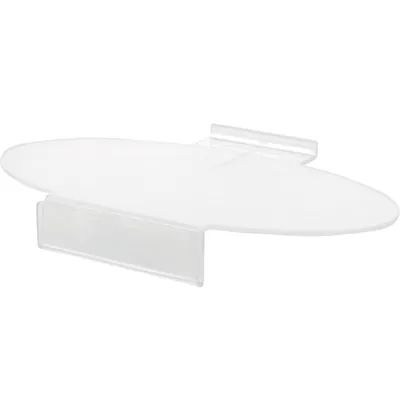 Tablette ovale plexi transparente pour panneau rainuré 25 x 11,5 cm - Tablette arrondie - Lot de 10 - Tablettes pour panneaux rainurés