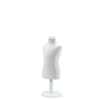 Buste enfant 1 an tissu blanc pied court bois H 33 cm - Bustes couture, torses couture
